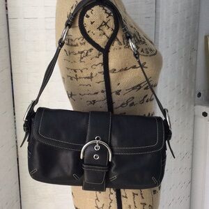 Vintage Coach Soho Black Leather Shoulder Bag